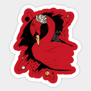 Red and Cream Swan Among The Stars Sticker